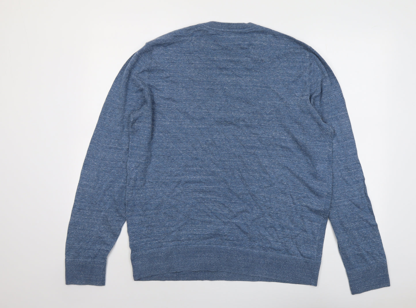 Gap Mens Blue Round Neck Cotton Pullover Jumper Size L Long Sleeve