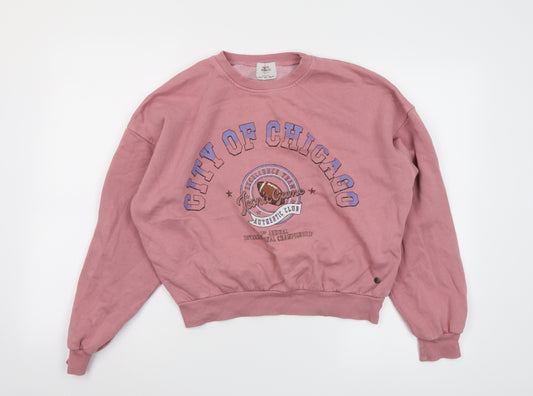 Pull&Bear Womens Pink Cotton Pullover Sweatshirt Size S Pullover - City of Chicago
