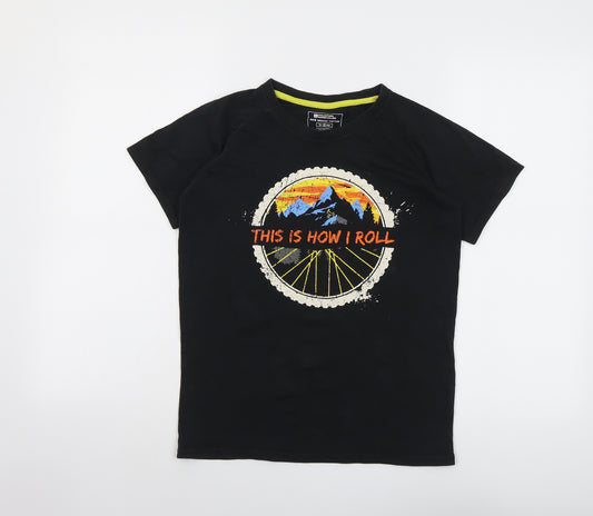 Mountain Warehouse Boys Black Cotton Basic T-Shirt Size 11-12 Years Round Neck Pullover - This Is How I Roll