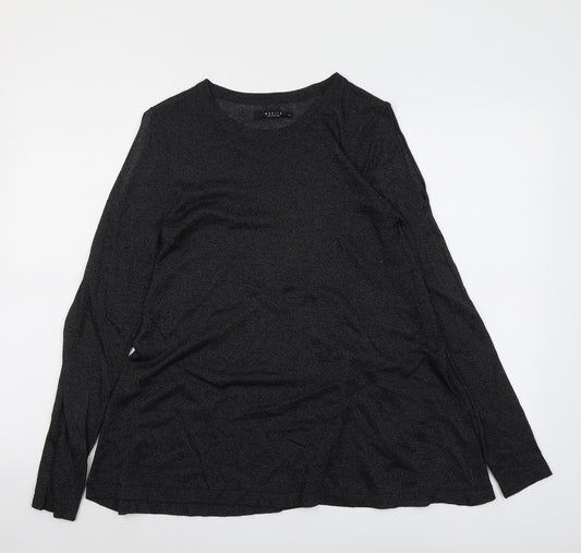 Mohito Womens Black Polyester Basic T-Shirt Size XS Round Neck