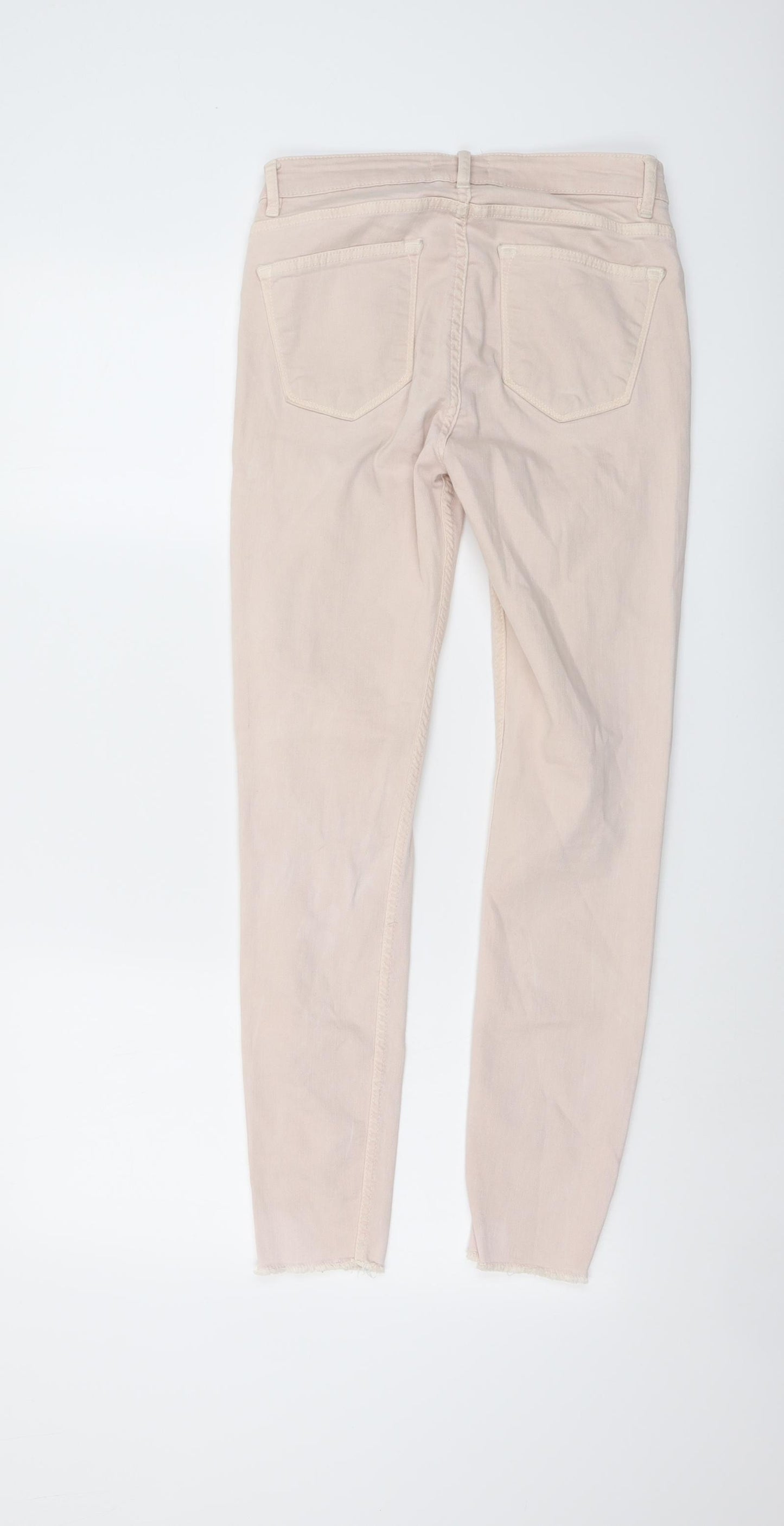 Zara Womens Beige Cotton Skinny Jeans Size 8 L27 in Regular Button