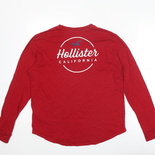 Hollister Mens Red Cotton T-Shirt Size S Round Neck