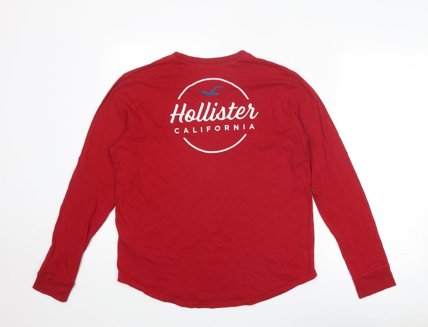 Hollister Mens Red Cotton T-Shirt Size S Round Neck