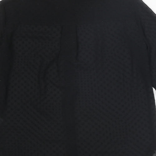 H&M Womens Black Polka Dot Polyester Basic Button-Up Size XS Collared - Textured