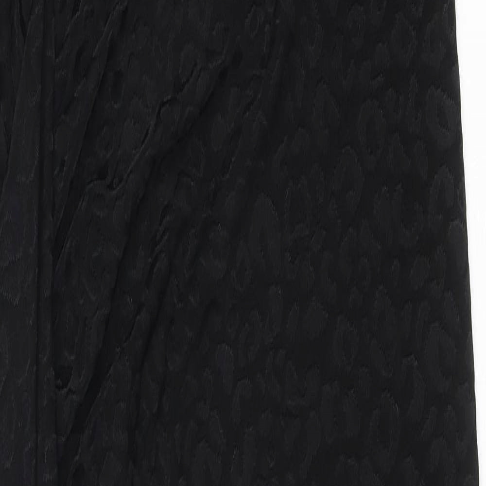 Damsel in a Dress Womens Black Animal Print Polyester Maxi Size 14 V-Neck Zip - Leopard pattern