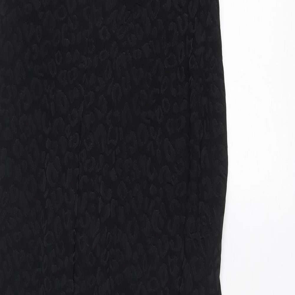 Damsel in a Dress Womens Black Animal Print Polyester Maxi Size 14 V-Neck Zip - Leopard pattern