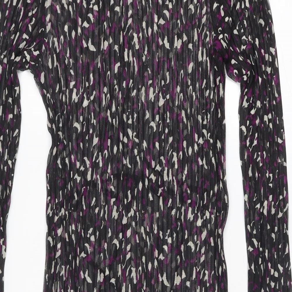 Marks and Spencer Womens Black Geometric Polyester Maxi Size 10 Round Neck Pullover