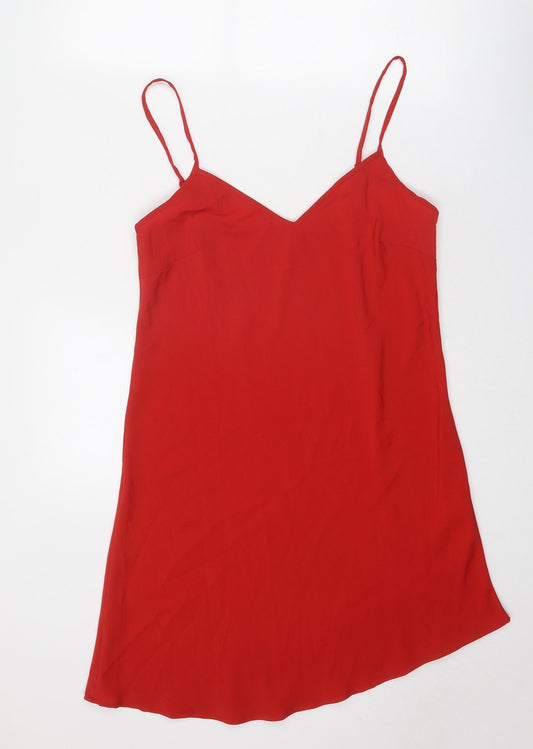 Debenhams Womens Red Polyester Slip Dress Size 12 V-Neck Pullover
