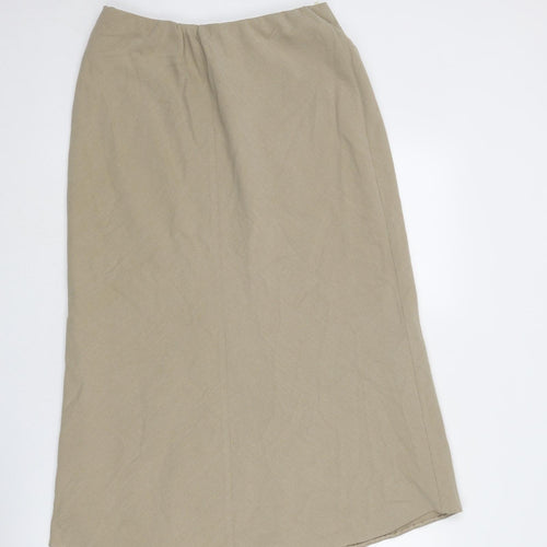 Marks and Spencer Womens Beige Polyester A-Line Skirt Size 14