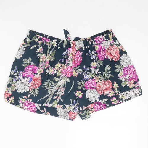 Autograph Womens Multicoloured Floral Polyester Hot Pants Shorts Size 8 Regular Drawstring