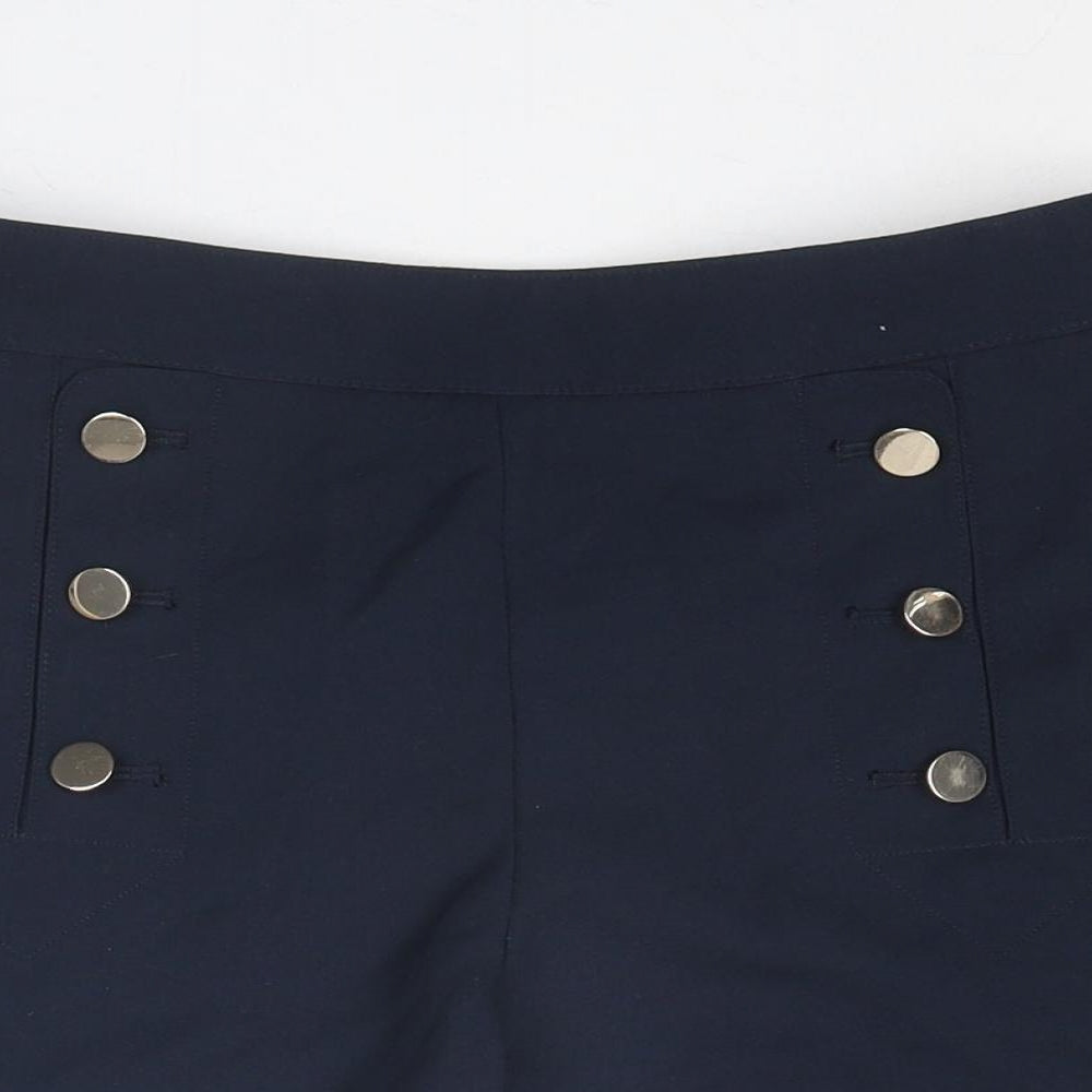 H&M Womens Blue Polyester Sailor Shorts Size 8 Regular Zip