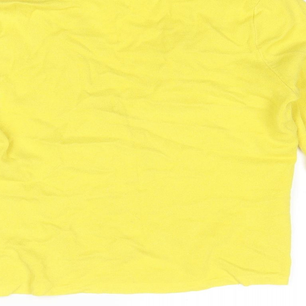 Laura Ashley Womens Yellow V-Neck Cotton Cardigan Jumper Size 10