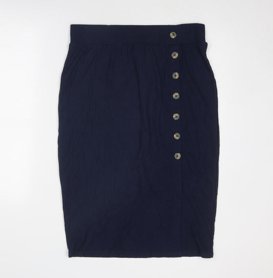 Marks and Spencer Womens Blue Polyester Straight & Pencil Skirt Size 14