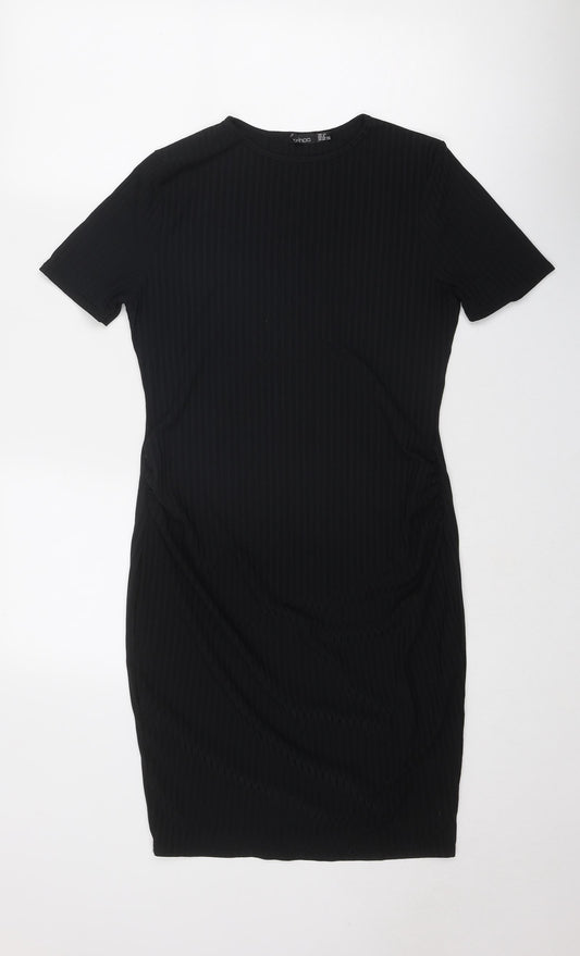 Boohoo Womens Black Polyester T-Shirt Dress Size 12 Round Neck Pullover