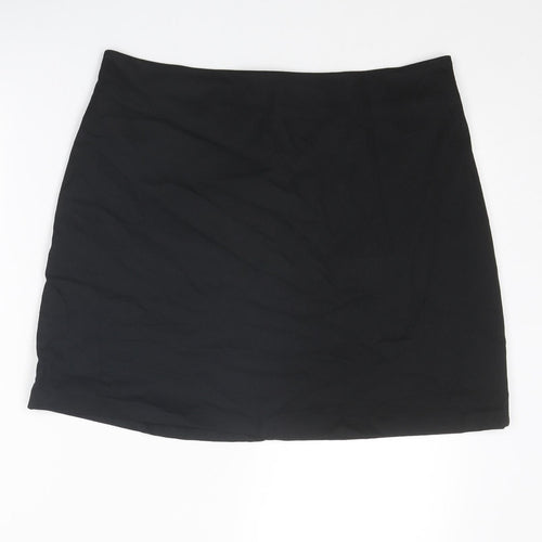 Monki Womens Black Polyester A-Line Skirt Size 16 Zip