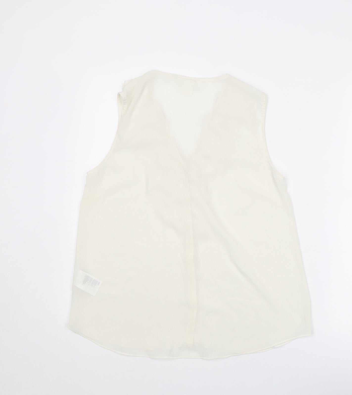 H&M Womens Ivory Polyester Basic Blouse Size 10 V-Neck