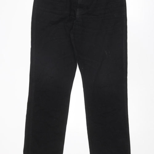 Wrangler Mens Black Cotton Straight Jeans Size 32 in Regular Zip