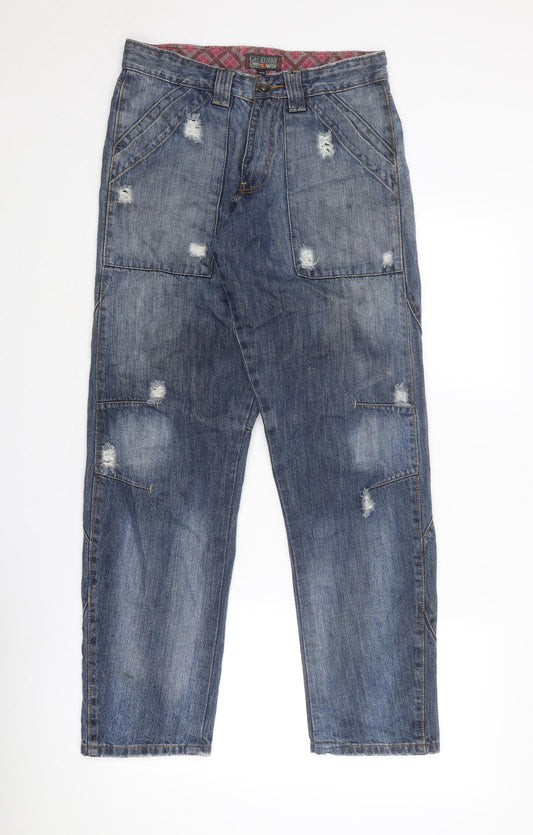 Crosshatch Mens Blue Cotton Straight Jeans Size 30 in Regular Zip