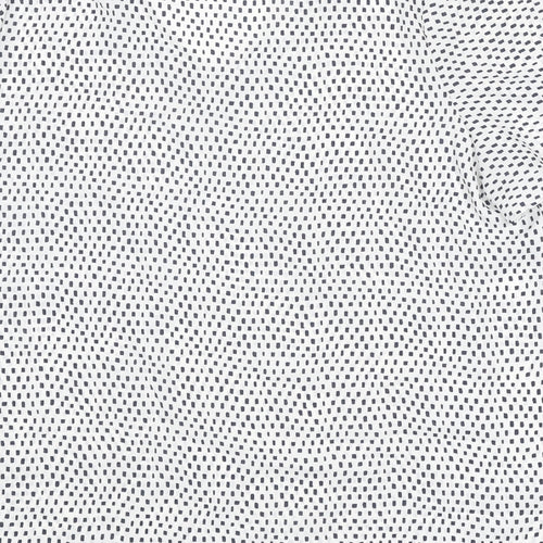Marks and Spencer Womens White Geometric Polyester Basic Blouse Size 18 V-Neck