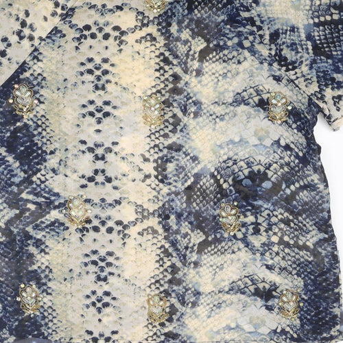 River Island Womens Multicoloured Animal Print Polyester Basic T-Shirt Size 10 Crew Neck