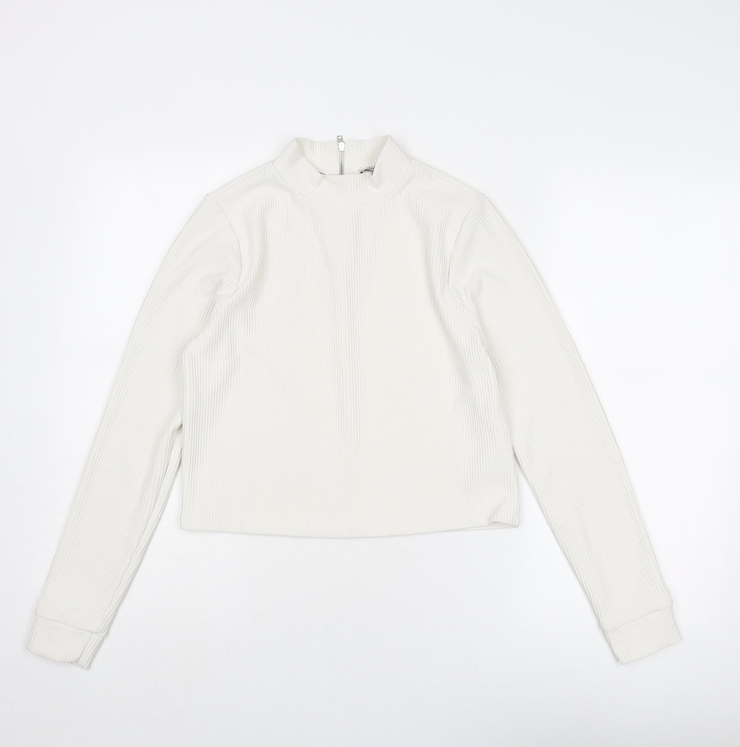 Marks and Spencer Womens White Polyester Basic Blouse Size 10 Mock Neck - Ribbed