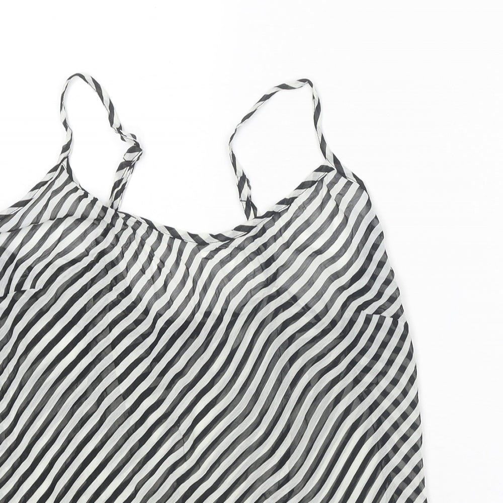 Per Una Womens Black Striped Polyester Camisole Tank Size 14 Scoop Neck