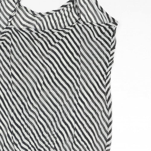 Per Una Womens Black Striped Polyester Camisole Tank Size 14 Scoop Neck