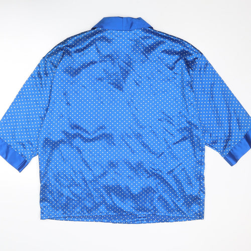 St Michael Womens Blue Polka Dot Polyester Basic Blouse Size 18 Collared