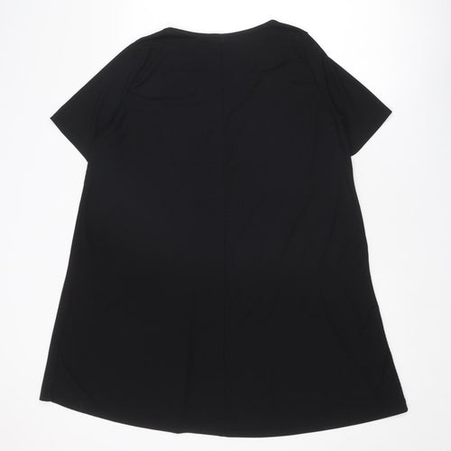 Boohoo Womens Black Polyester T-Shirt Dress Size 18 V-Neck Pullover