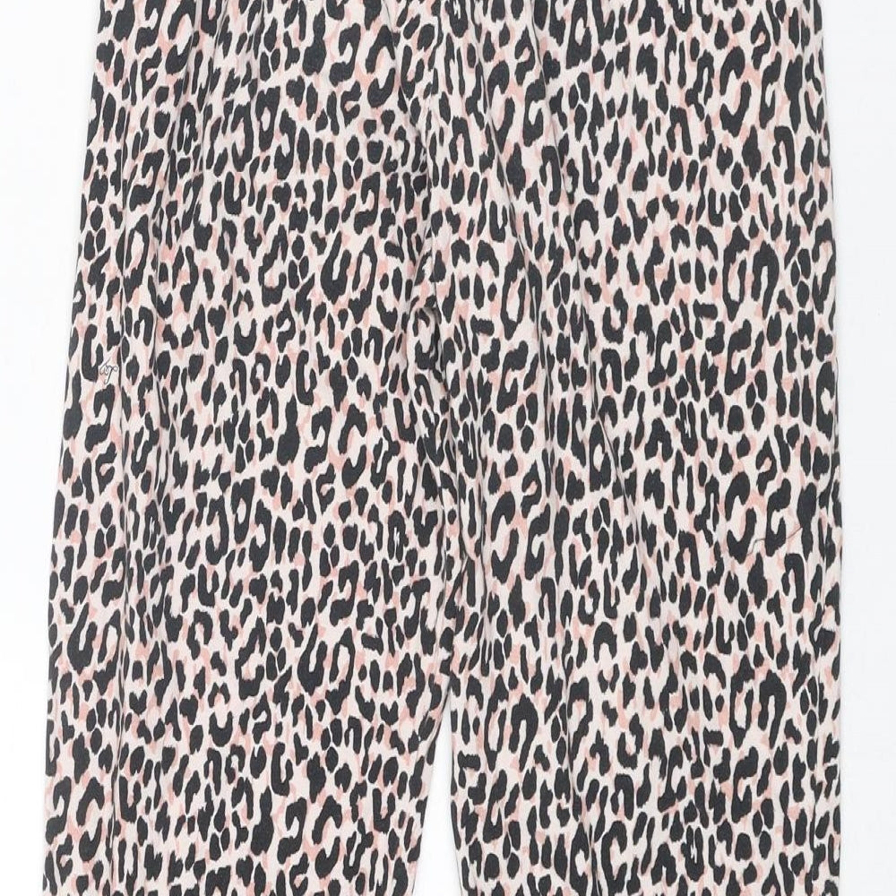 Lipsy Girls Pink Animal Print Viscose Jogger Trousers Size 11-12 Years Regular Pullover - Leopard Print
