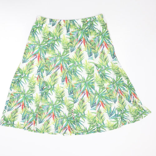 Anna Rose Womens Green Geometric Polyamide Swing Skirt Size 10 - Leaf pattern