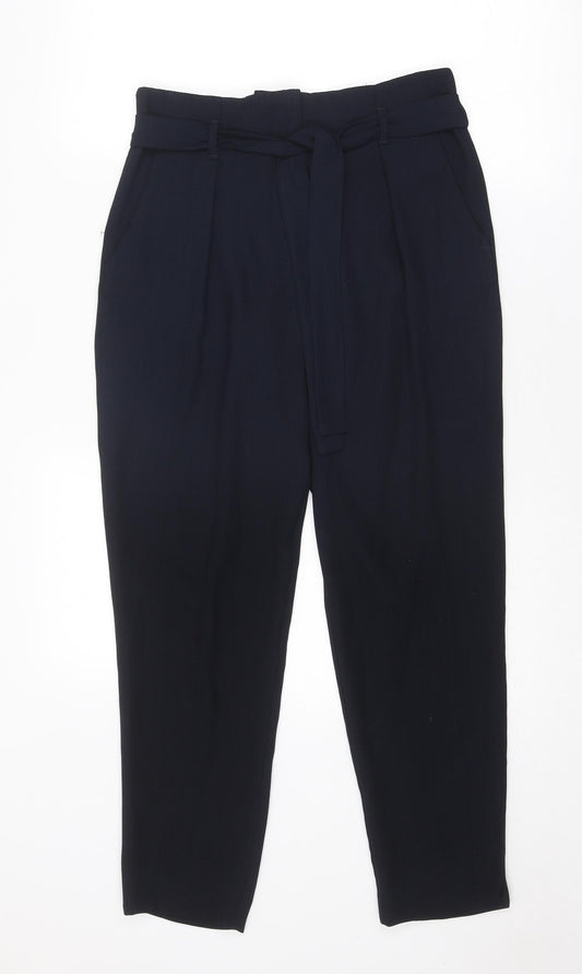 River Island Womens Blue Polyester Capri Trousers Size 10 Regular Zip