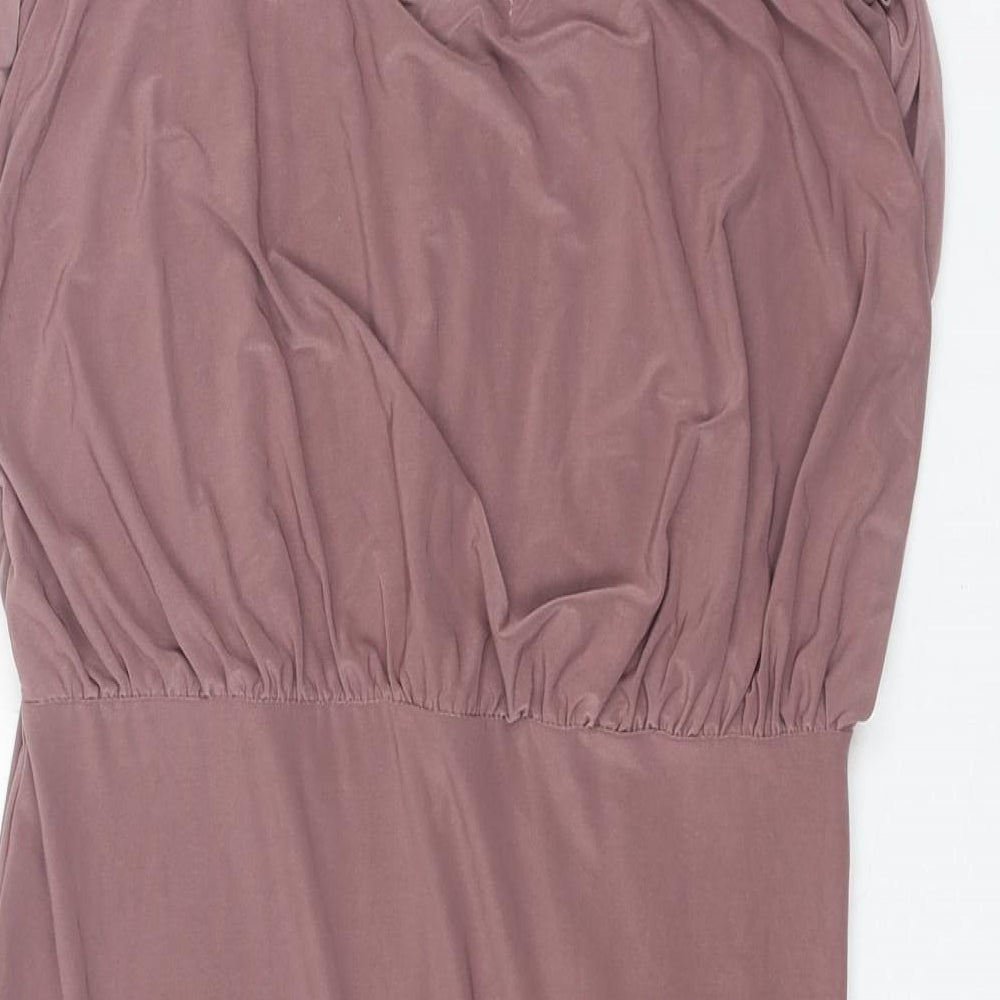 Boohoo Womens Purple Polyester Slip Dress Size 14 V-Neck Pullover