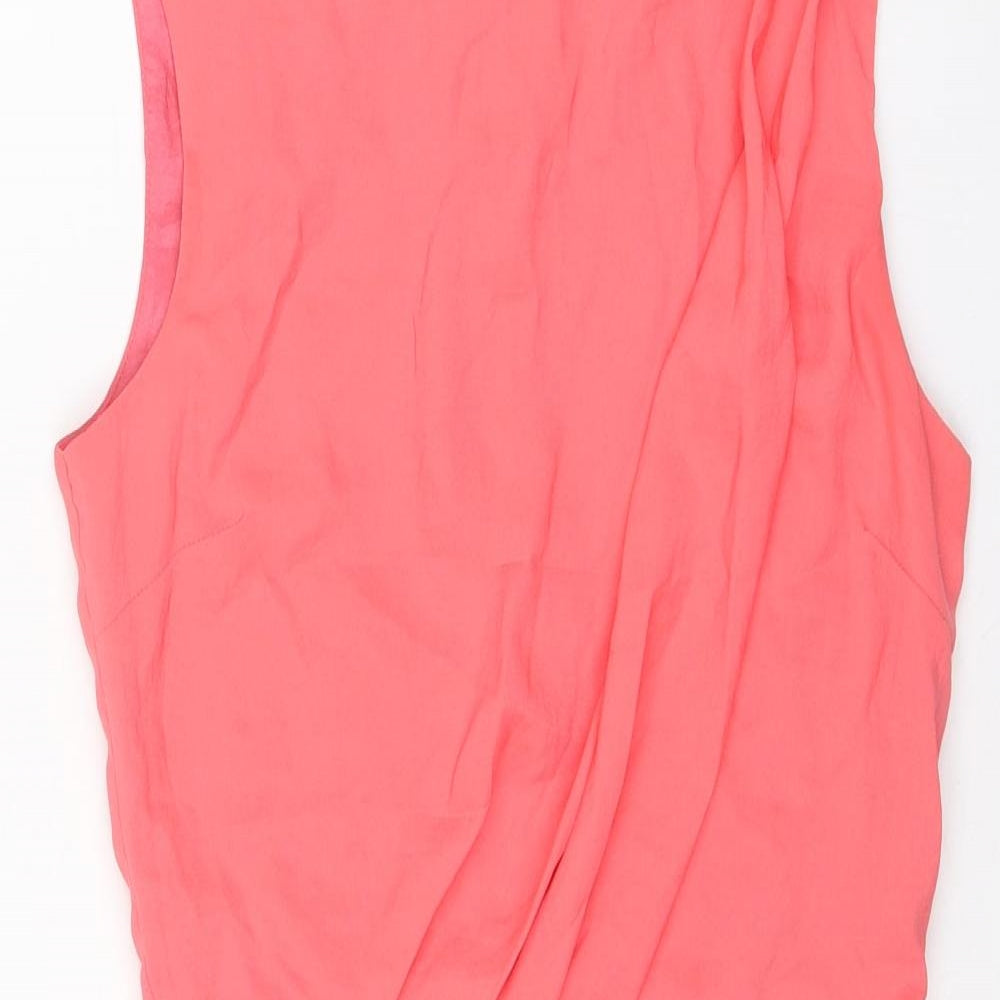 Topshop Womens Pink Polyester A-Line Size 8 Round Neck Zip