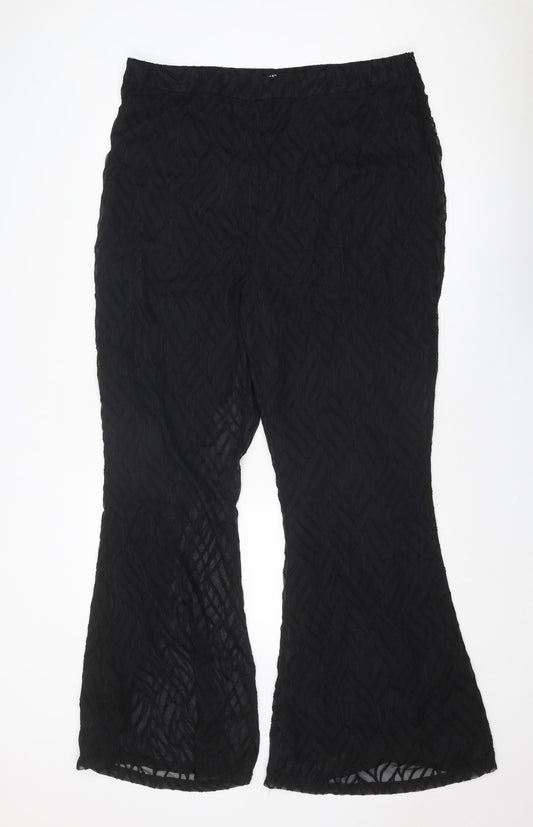 Nasty Gal Womens Black Geometric Polyester Jogger Trousers Size 20 Regular Zip - Textured