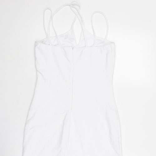 Zara Womens White Viscose Mini Size M V-Neck Zip
