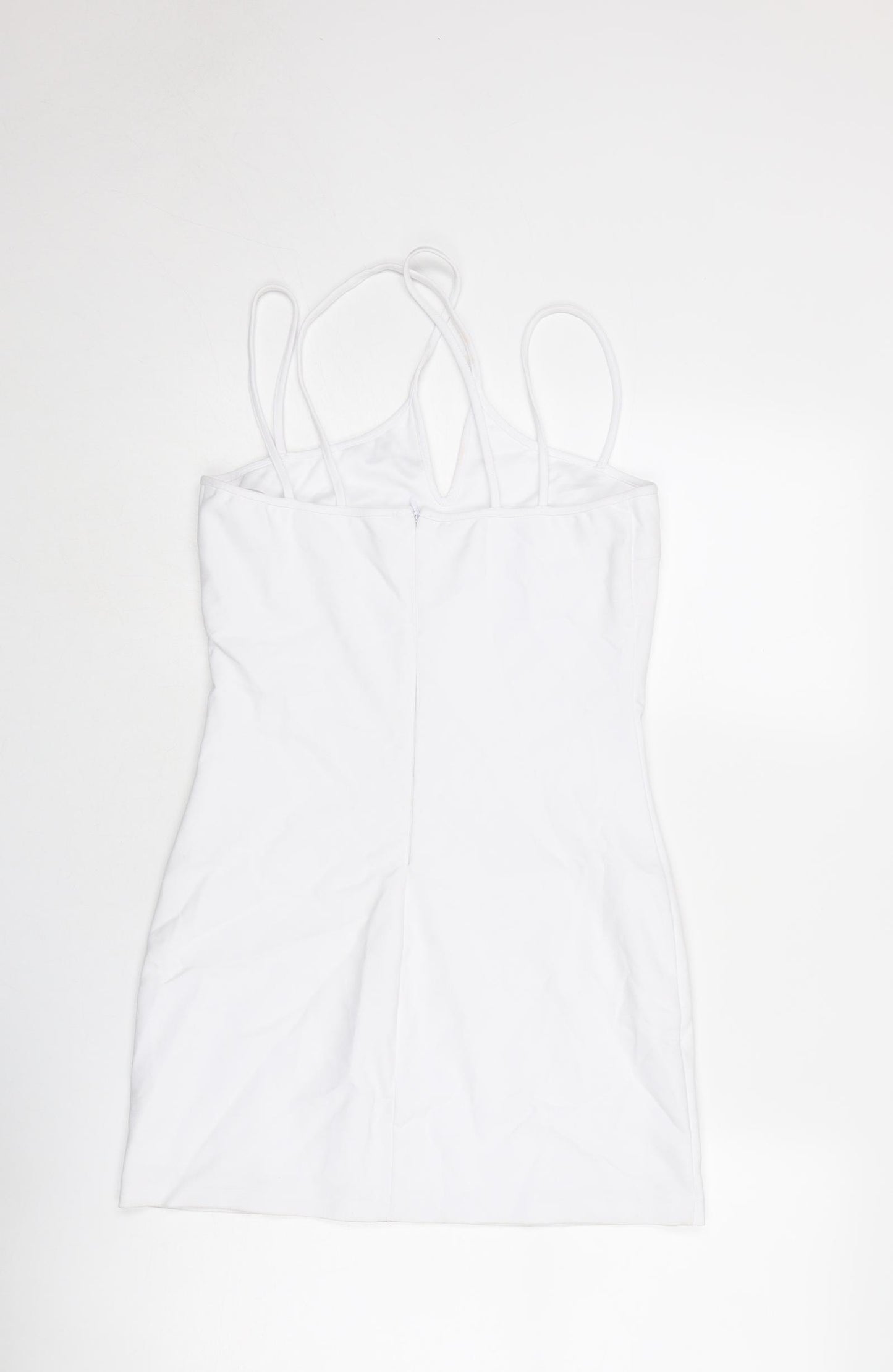 Zara Womens White Viscose Mini Size M V-Neck Zip