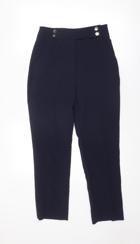 H&M Womens Blue Polyester Capri Trousers Size 8 Regular Zip