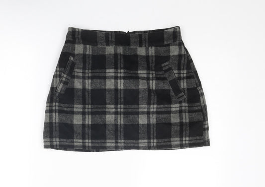 Cameo Rose Womens Grey Plaid Polyester Mini Skirt Size 10 Zip