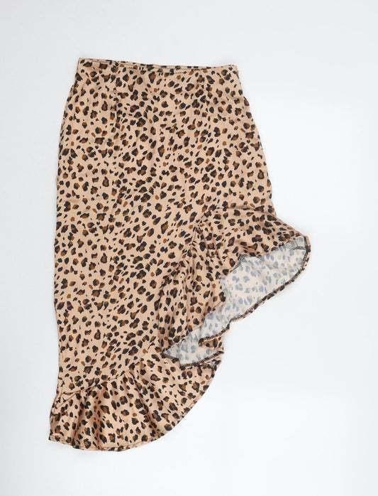 Rebellious Womens Brown Animal Print Polyester Trumpet Skirt Size 26 in Zip - Leopard pattern