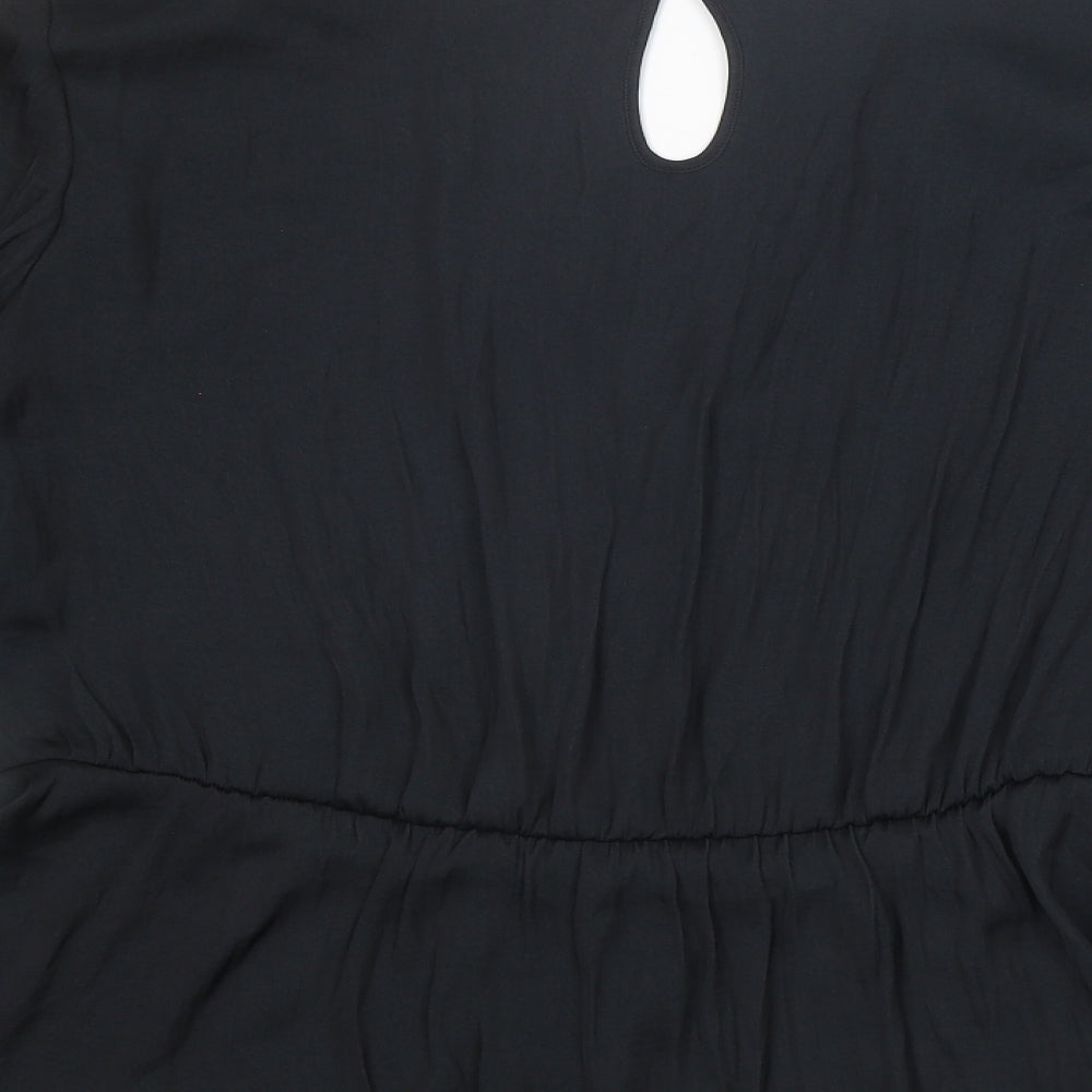 Marks and Spencer Womens Black Polyester Basic Blouse Size 20 V-Neck - Peplum