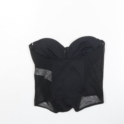 Zara Womens Black Polyamide Cropped Blouse Size M Sweetheart - Corset Style Ruched