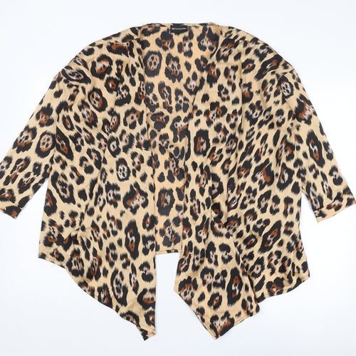 PRETTYLITTLETHING Womens Brown Animal Print Polyester Kimono Blouse Size 6 V-Neck - Leopard Print