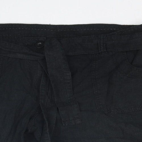 Marks and Spencer Womens Black Linen Bermuda Shorts Size 14 Regular Zip