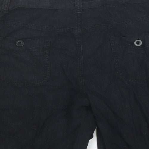Marks and Spencer Womens Black Linen Bermuda Shorts Size 14 Regular Zip