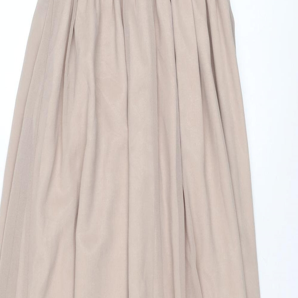 Quiz Womens Beige Polyester Ball Gown Size 10 V-Neck Pullover