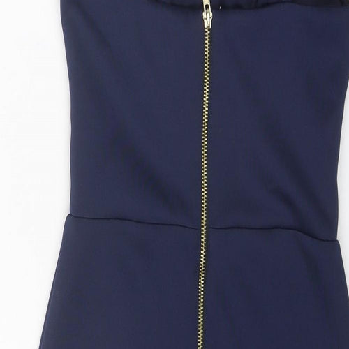 Lipsy Womens Blue Polyester Slip Dress Size 8 Sweetheart Zip