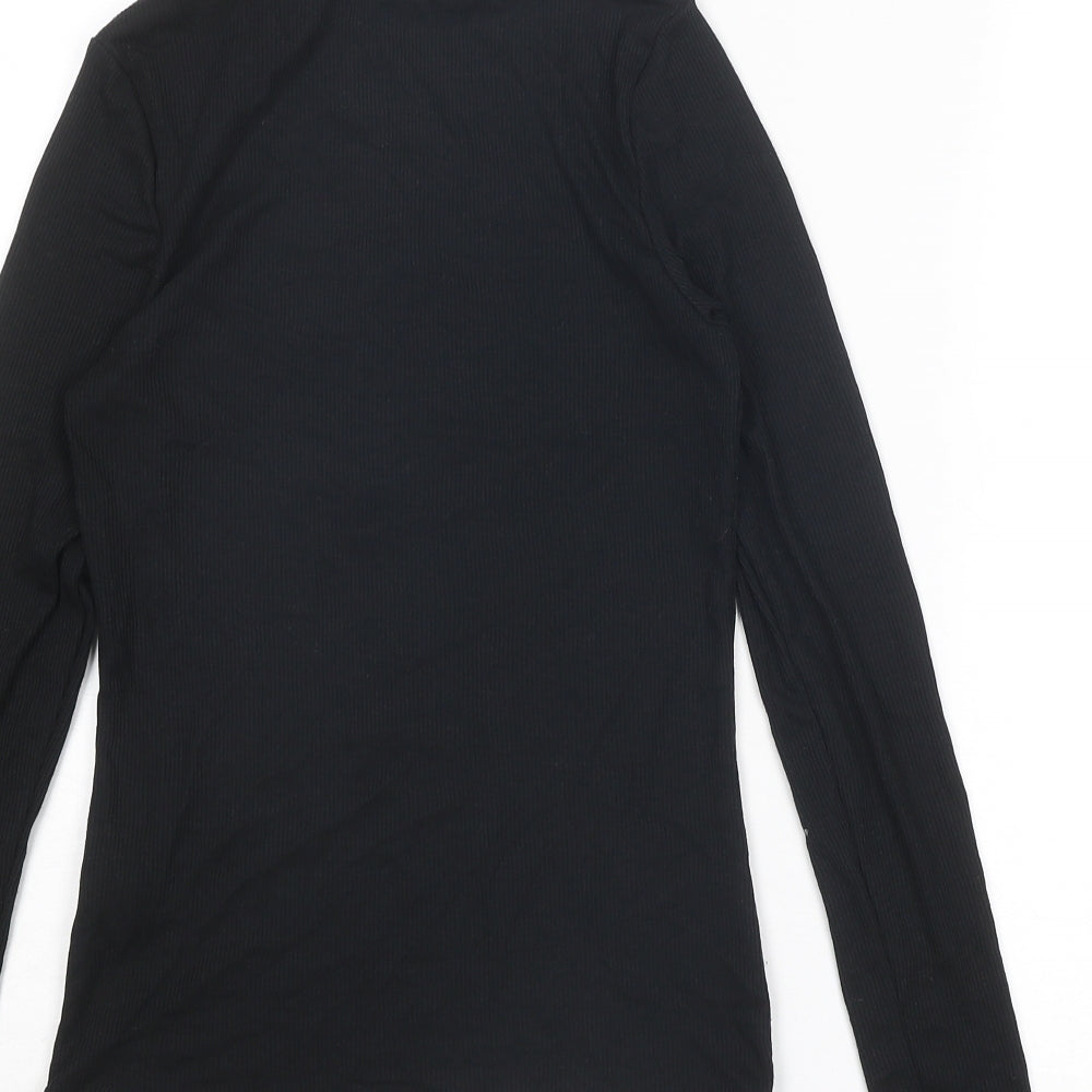 New Look Womens Black Polyester Basic T-Shirt Size 10 Roll Neck