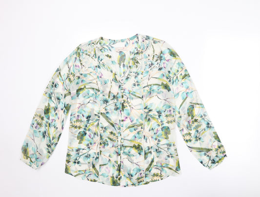 Per Una Womens Multicoloured Geometric Polyester Basic Button-Up Size 10 V-Neck
