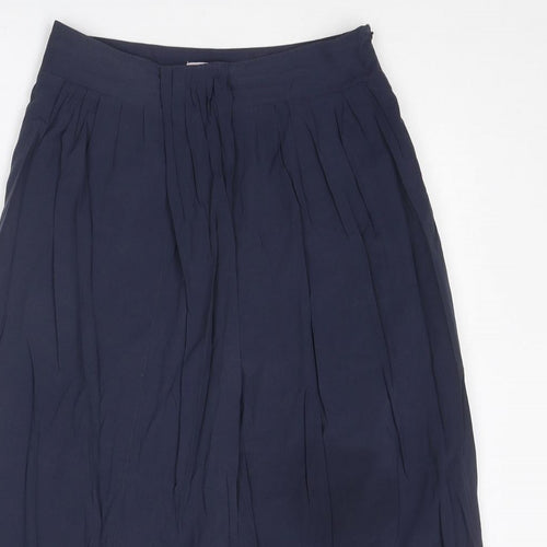 Per Una Womens Blue Polyester Pleated Skirt Size 10 Zip